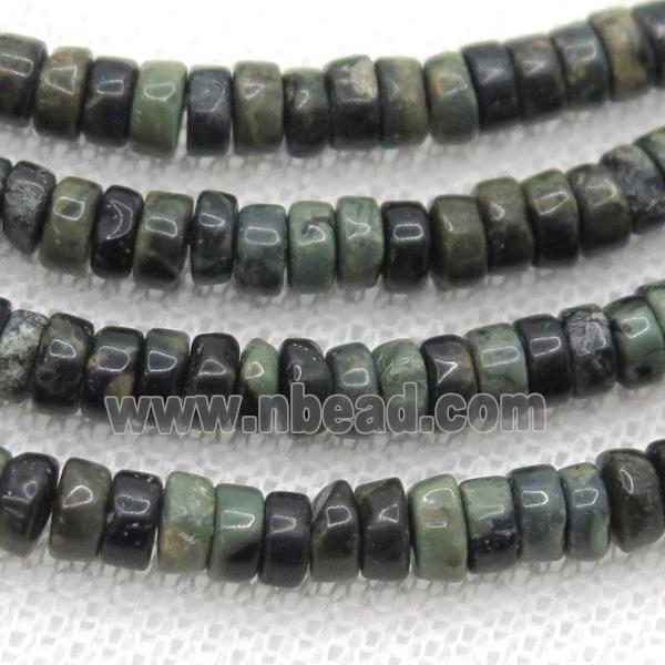 new Rhyolite heishi beads, green