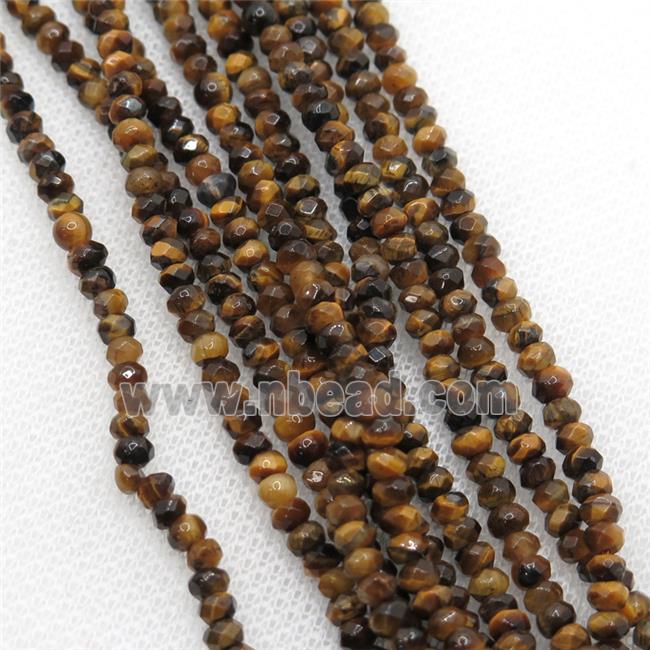 Tiger eye stone beads, faceted rondelle