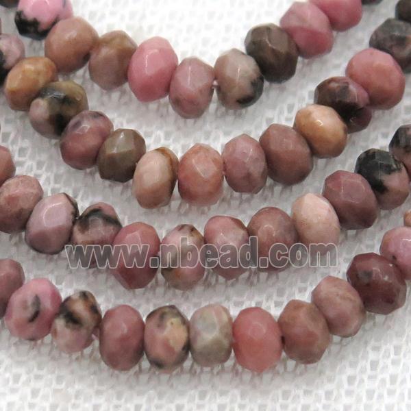 Rhodonite Beads, faceted rondelle