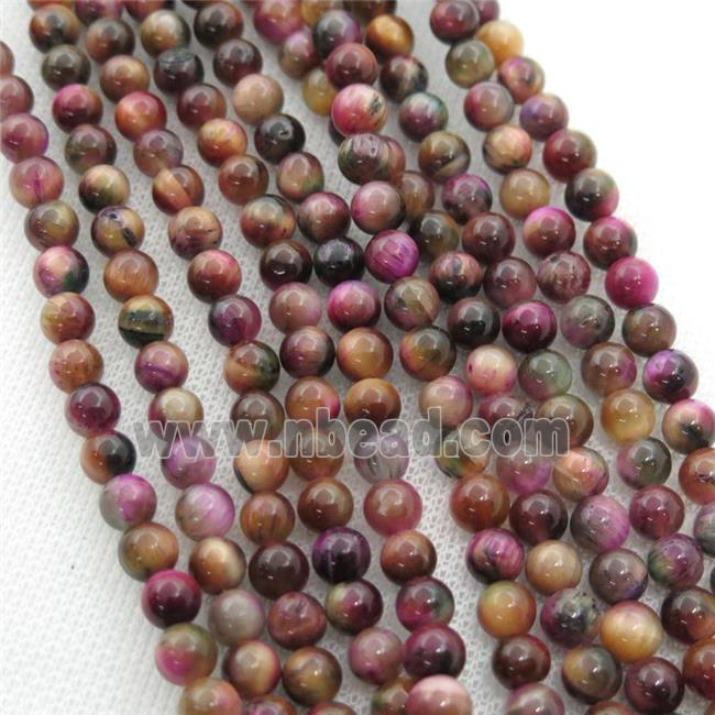 peach Tiger eye stone beads, round