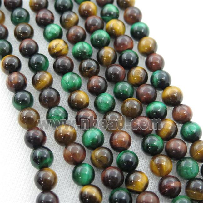 multicolor Tiger eye stone beads, round