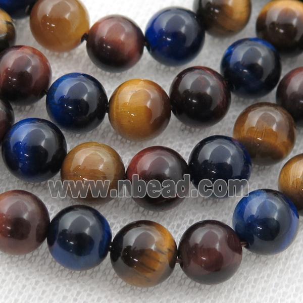 multicolor Tiger eye stone beads, round