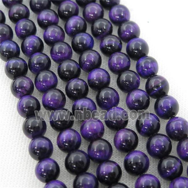 purple Tiger eye stone beads, round