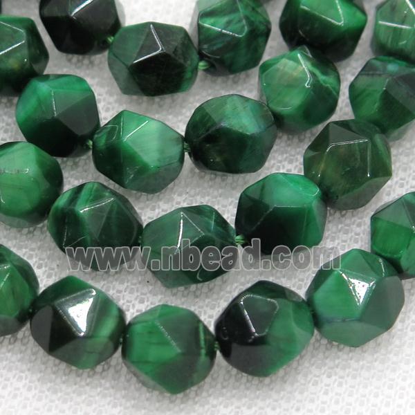 green Tiger eye stone beads, faceted round