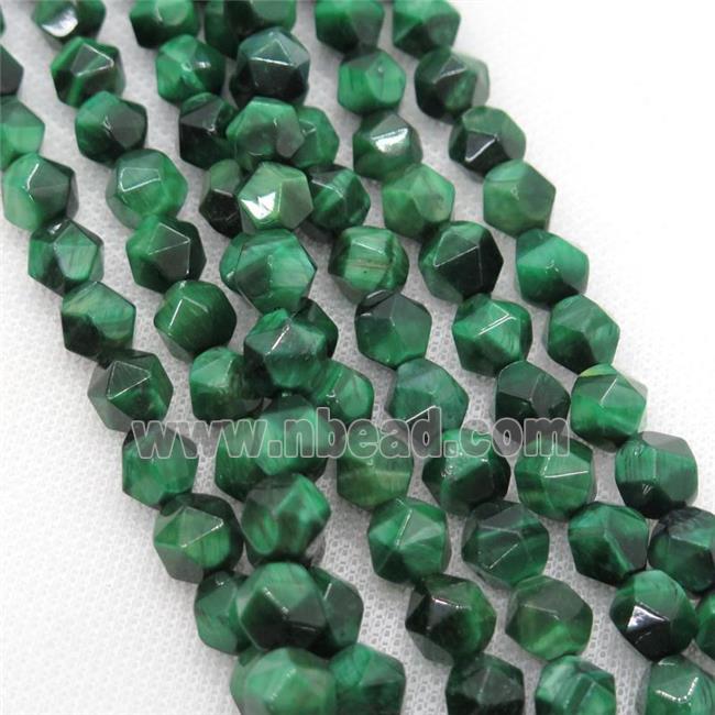 green Tiger eye stone beads, faceted round