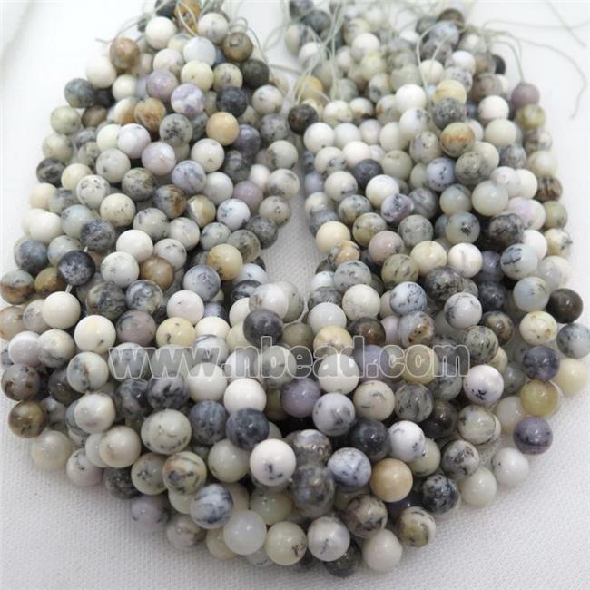 white Moss Opal Stone Beads, round