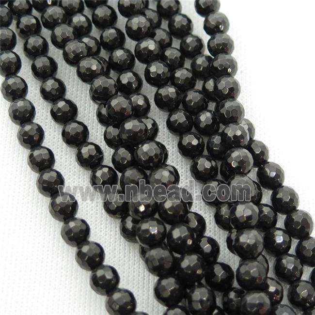 black Coal Crystal Beads, faceted round