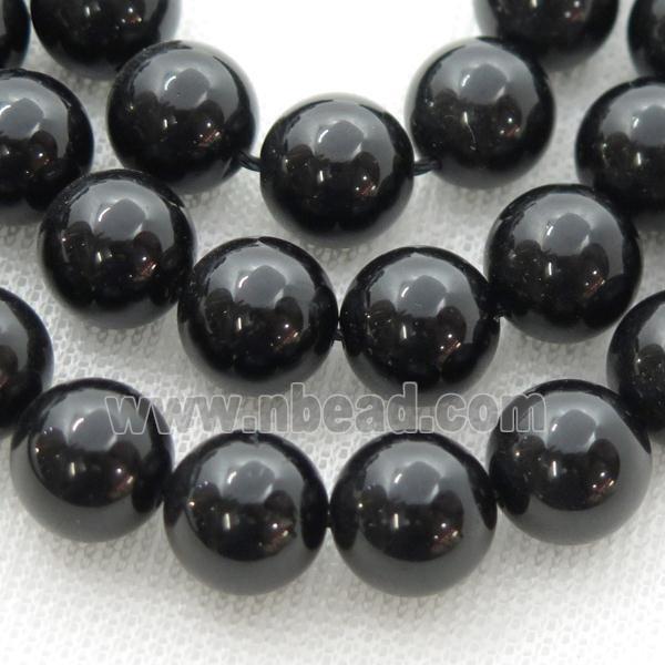round black Tourmaline Beads
