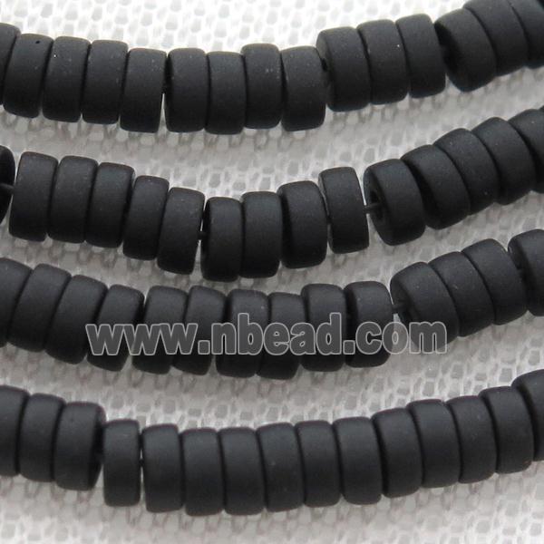 black jasper heishi beads, matte