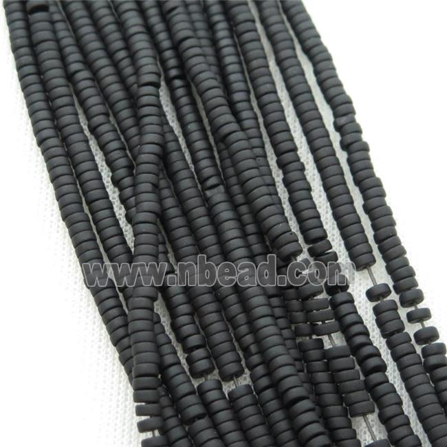black jasper heishi beads, matte