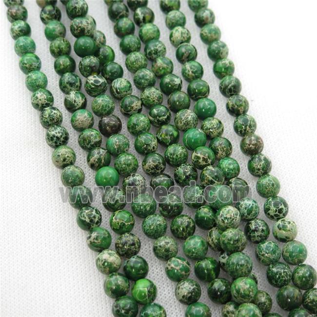 green Imperial Jasper beads, round