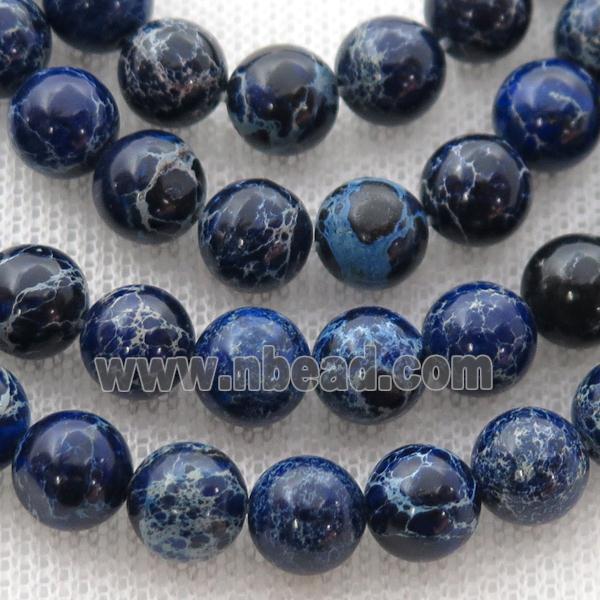 royal blue Imperial Jasper beads, round