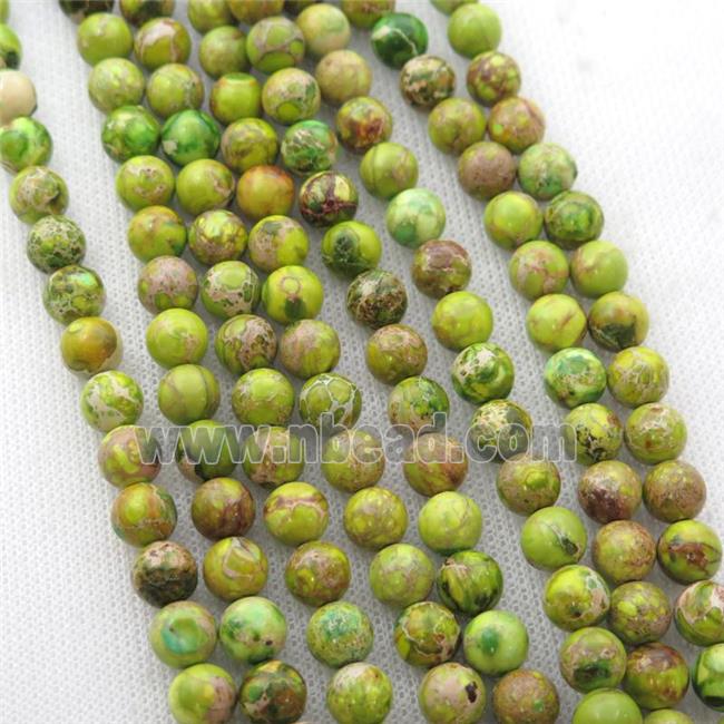 olive Imperial Jasper beads, round