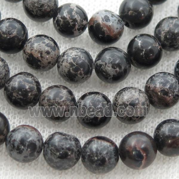 black Imperial Jasper beads, round