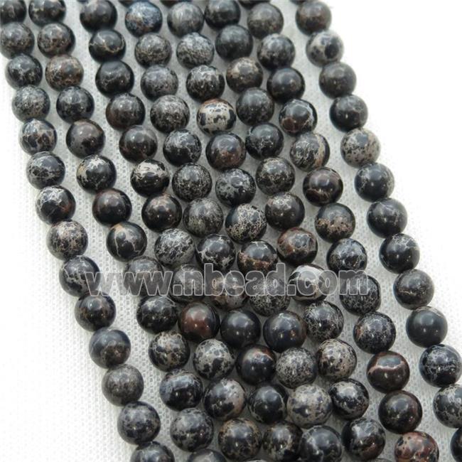 black Imperial Jasper beads, round