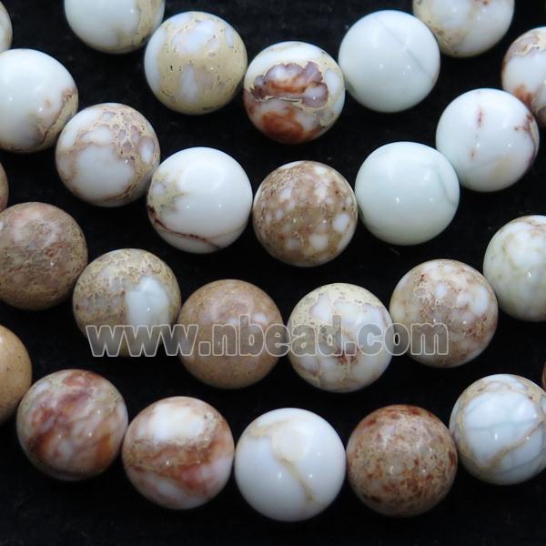 white Imperial Jasper beads, round, natural color