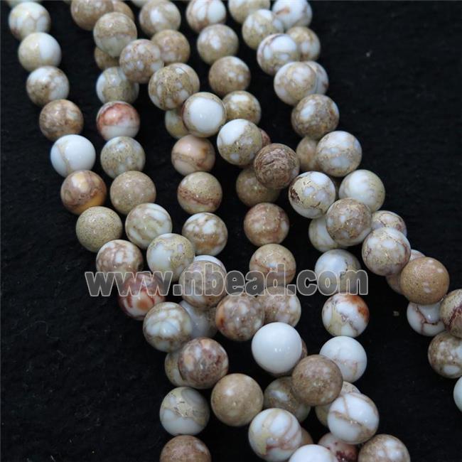 white Imperial Jasper beads, round, natural color
