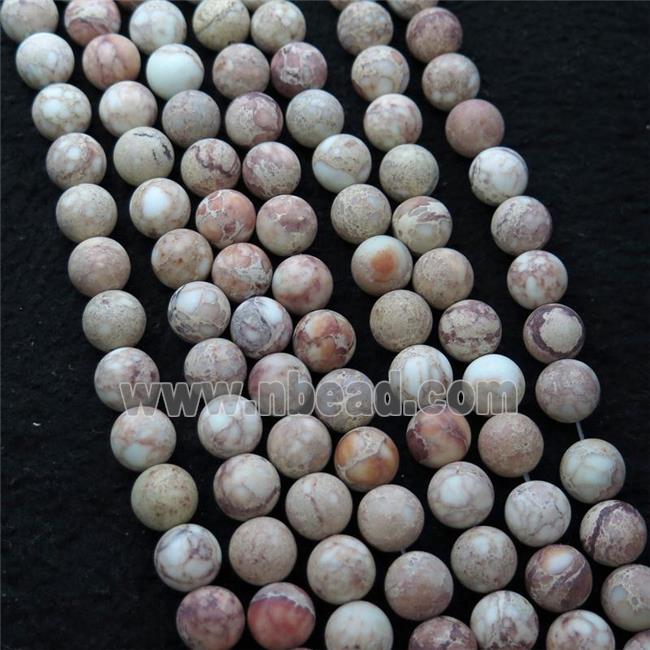 white Imperial Jasper beads, round, matte
