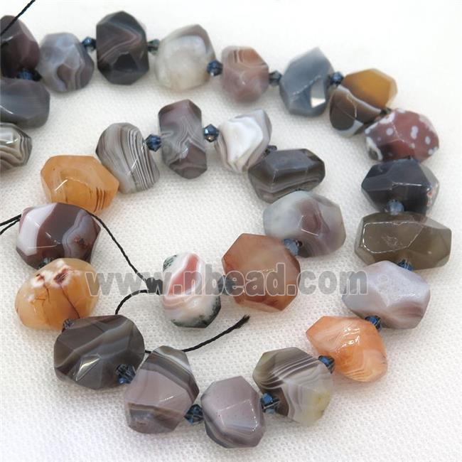 Botswana Agate nugget beads, faceted freeform