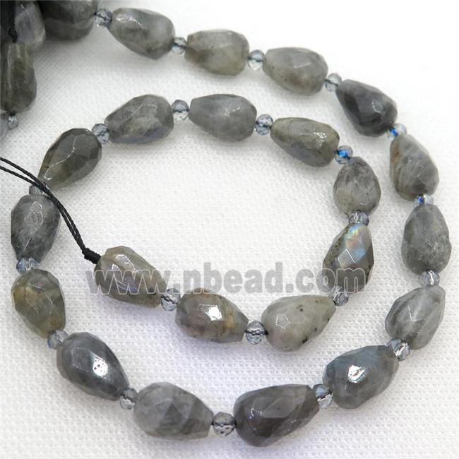 Labradorite beads, faceted teardrop