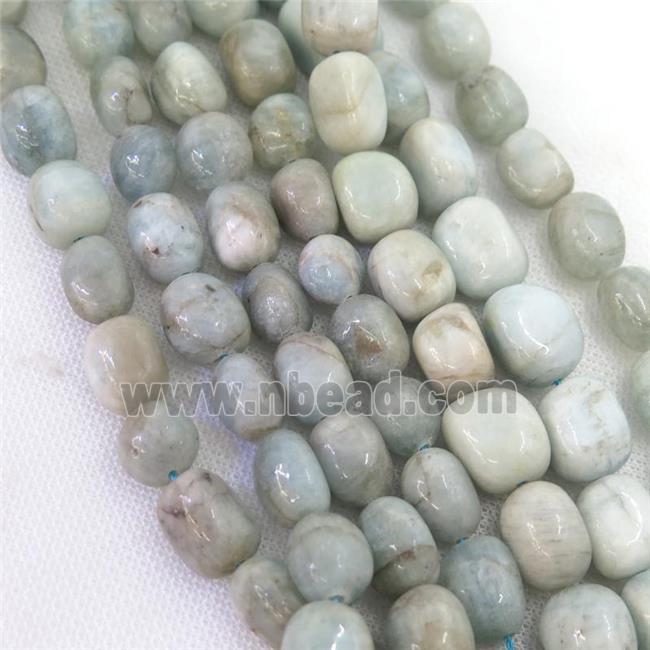 Aquamarine nugget beads, freeform, B-grade