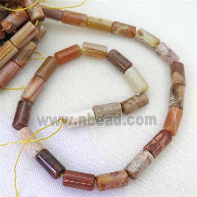 red Crazy Agate tube beads