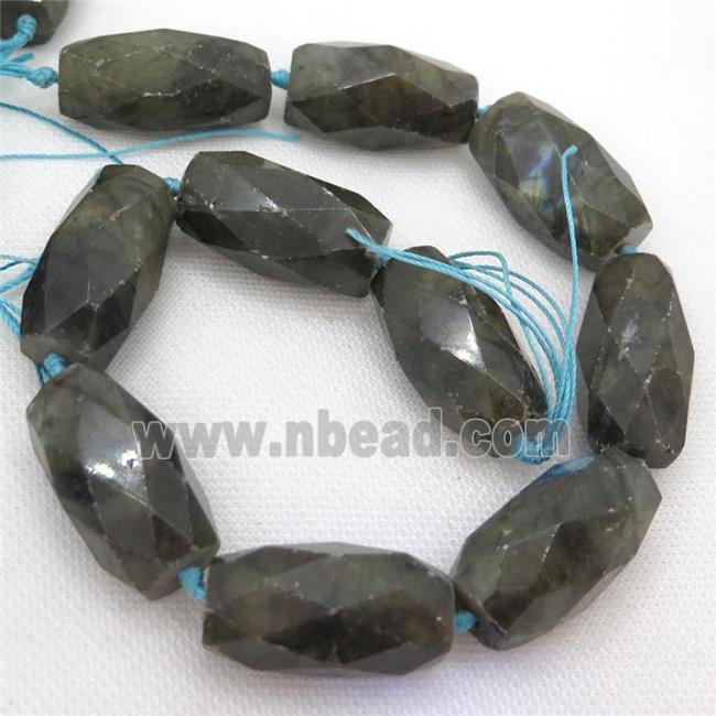 Labradorite beads, faceted barrel