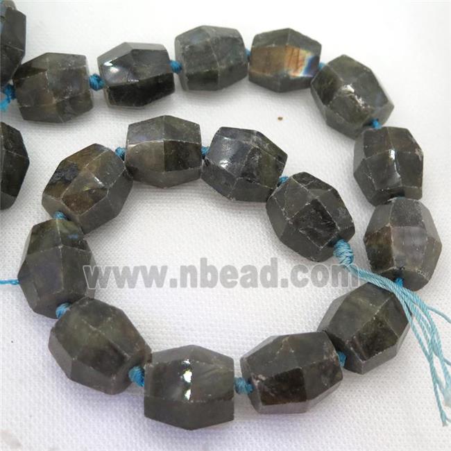Labradorite beads, faceted barrel