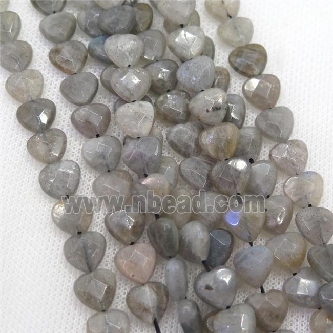 Labradorite beads, faceted heart