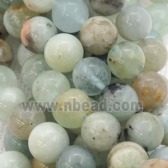 round Aquamarine Beads, B-grade