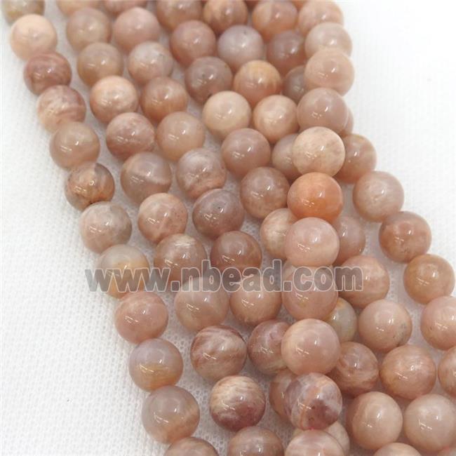 peach MoonStone Beads, round, B-grade
