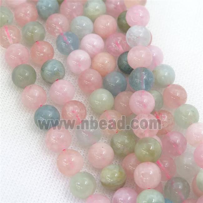 round Morganite Beads, mix color, A-grade