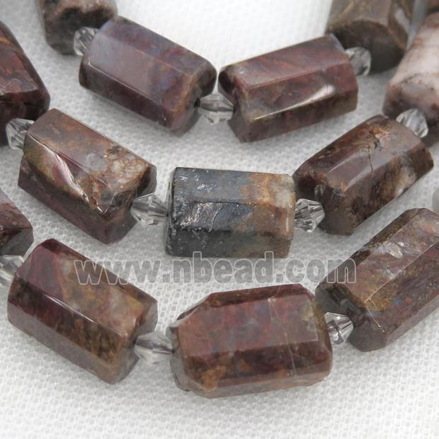Pietersite Jasper beads, faceted cylinder