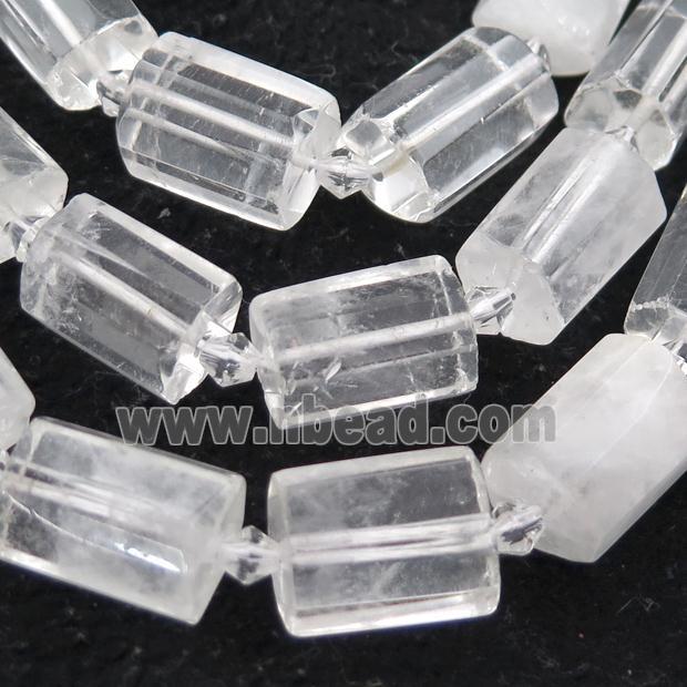 Clear Quartz Beads, faceted tube