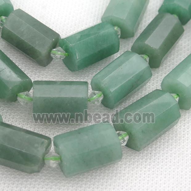 green Aventurine beads, faceted tube
