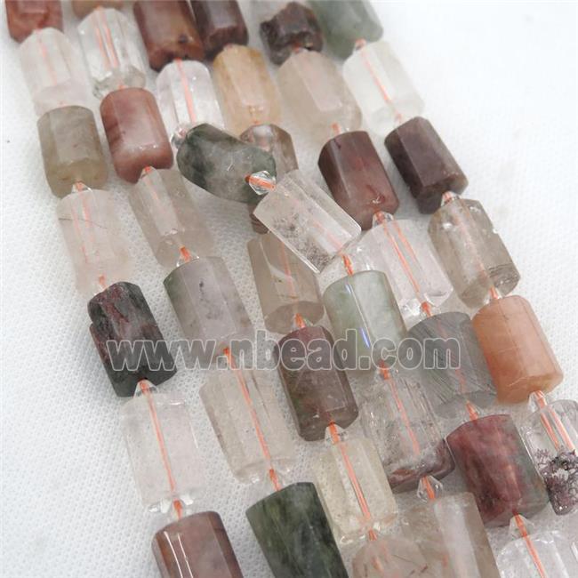 mixed Lodalite beads, faceted tube