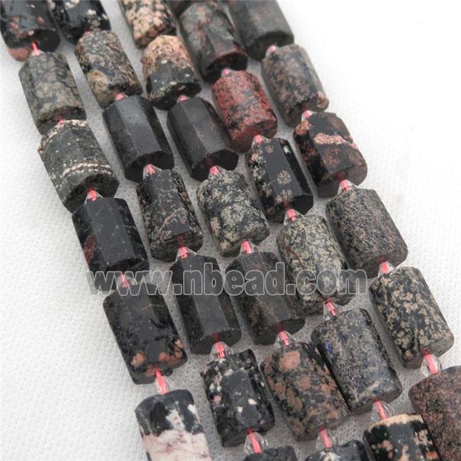 red Snowflake Jasper beads, faceted column