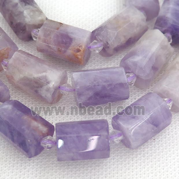 purple Chalcedony beads, faceted tube