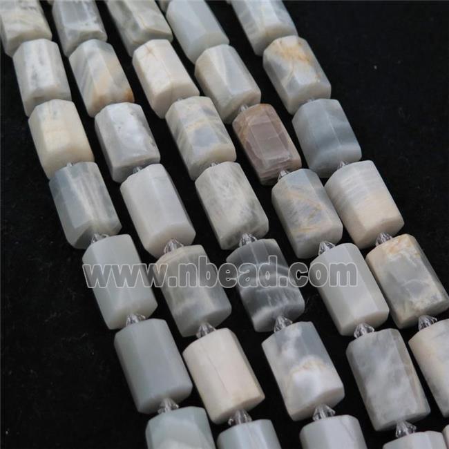 white MoonStone beads, B-grade, faceted tube