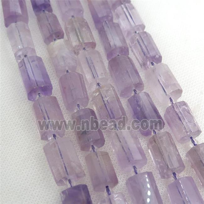 lt.purple Amethyst beads, faceted tube