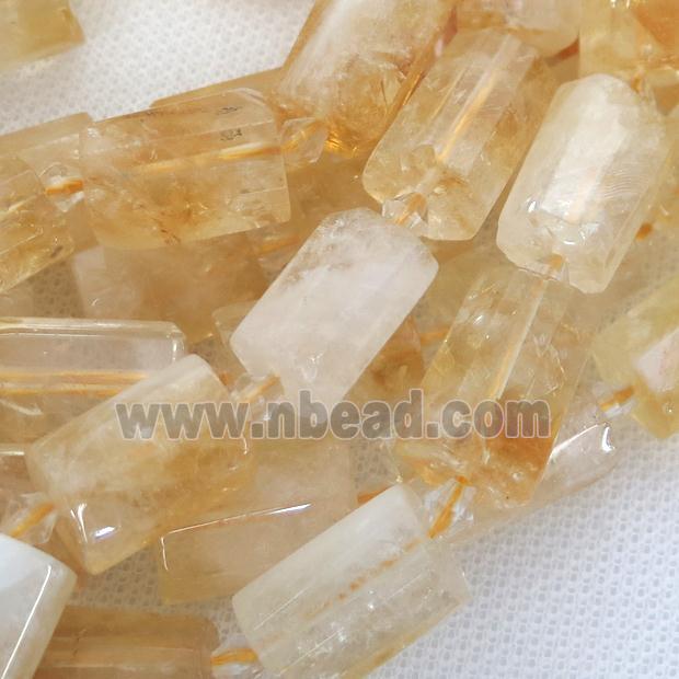 yellow Citrine Beads, faceted tube
