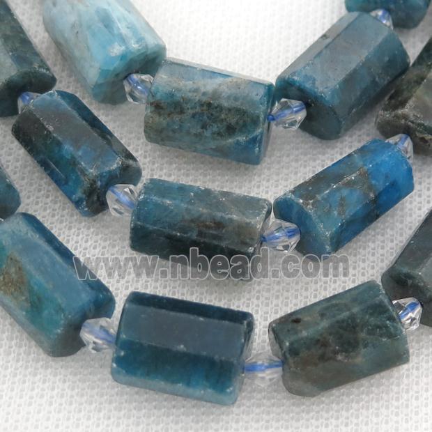 blue Apatite beads, faceted tube