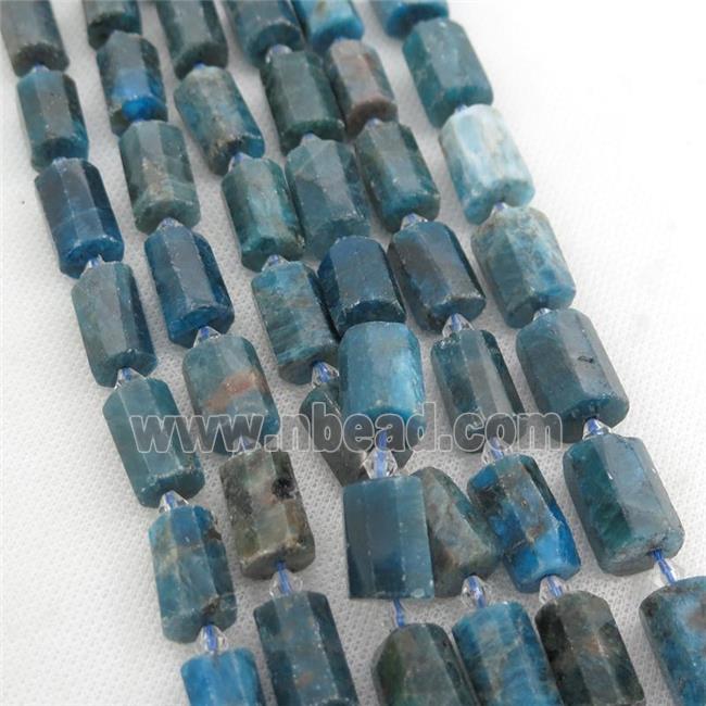 blue Apatite beads, faceted tube