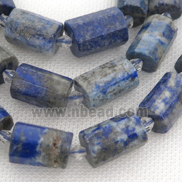 blue Lapis Lazuli beads, faceted tube