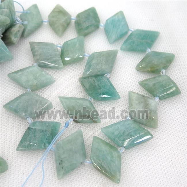 green Amazonite rhombic beads