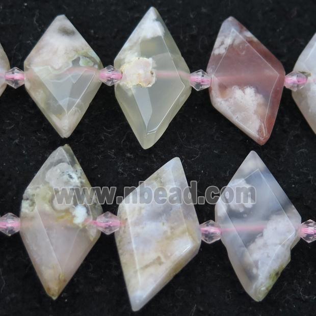 Cherry blossom Agate rhombic beads
