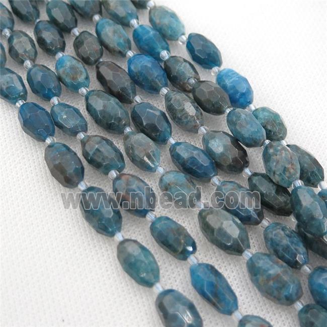 blue Apatite beads, faceted barrel