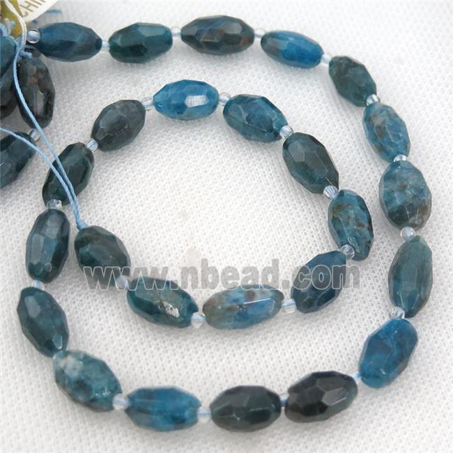 blue Apatite beads, faceted barrel
