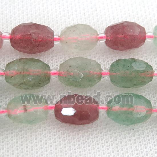 Strawberry Quartz beads, mix color, faceted barrel