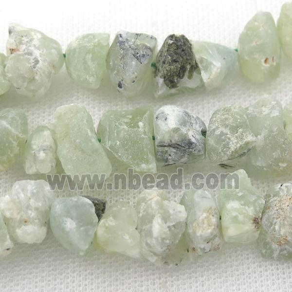 green Prehnite chip beads, freeform